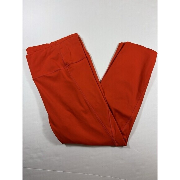 Athleta Velocity Stash Pocket Crop Leggings Bright Red Orange Medium Tall - Picture 2 of 15